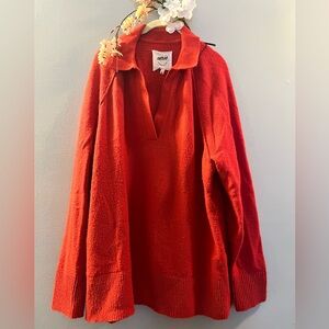 Aerie | Red Sweater | Collared | Long length | Super Cozy